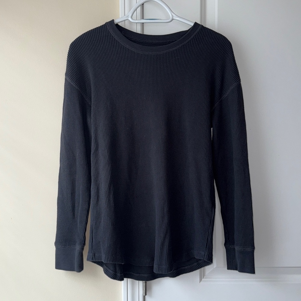 Abercrombie & Fitch Charcoal Waffle Long Sleeve Top